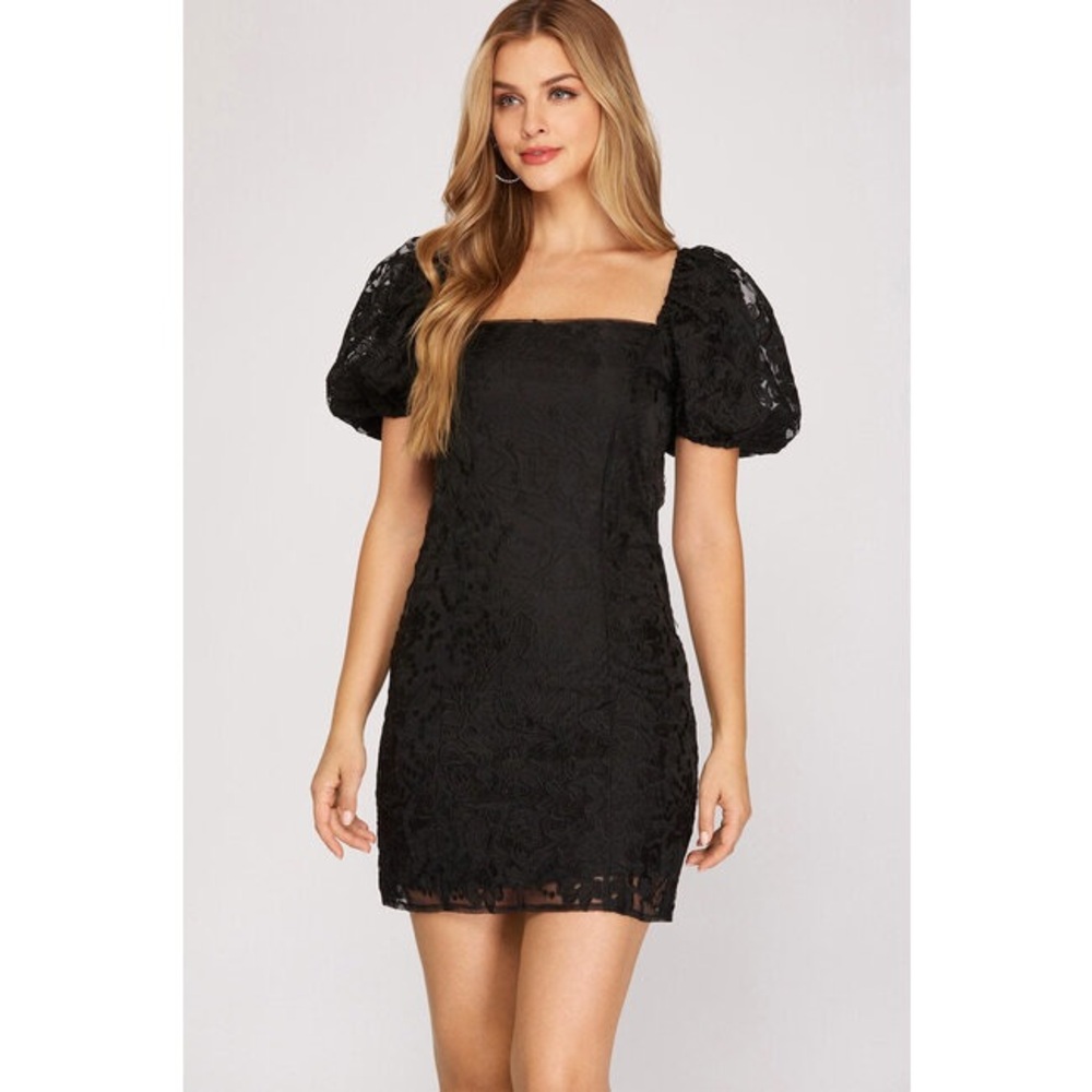 Mossimo Supply Co Black A-line Puff Sleeve Dress